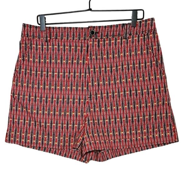 Maeve By Anthropologie Women’s Abstract City Cuffed Shorts Red/Blue Size 14 - Picture 1 of 6
